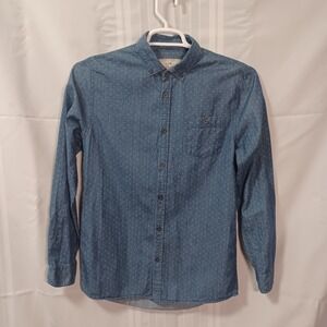Cotton On Shirt Mens S Blue Brunswick Garments Classic Fit Diamond‎ Print Button
